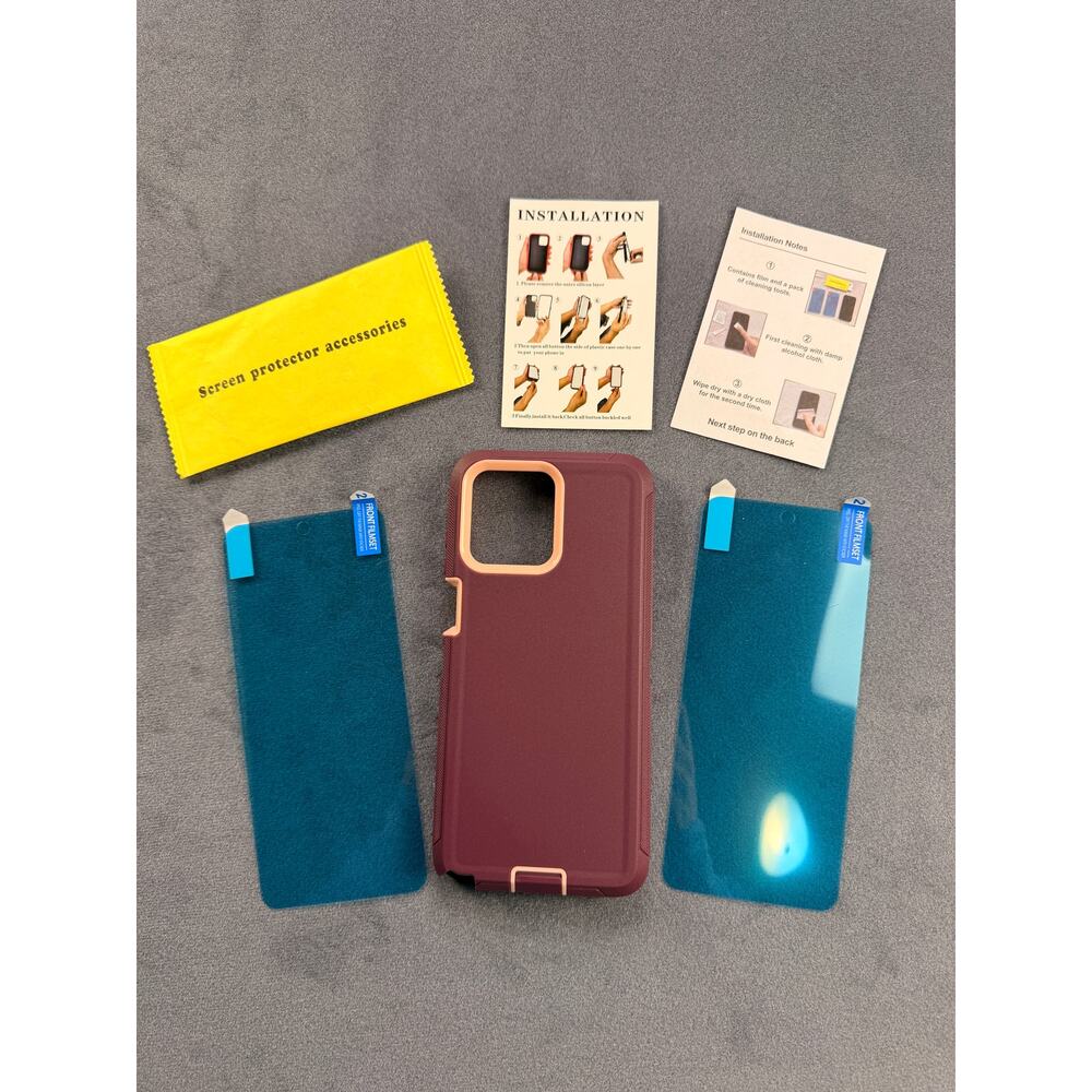 Phone Case (New) Onola Motorola Moto G 2023 Wine Red & Pink, 2 screen protectors - Picture 5 of 7